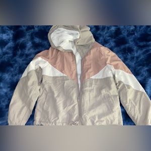 wind resistance fur hooded zip up jacket